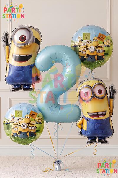 Parti Station Minions Balloon Set 5 Pieces 2-Year-Old Minion Kevin and Minion...