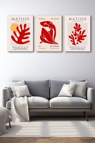 Tilki Dünyası Henri Matisse set od 3 slika na platnu - Moderni set za zidne s...