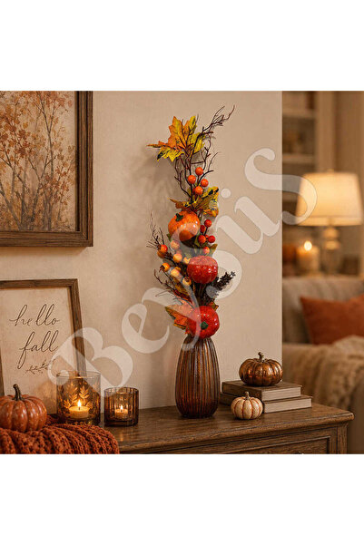 BeySüS Halloween tematska baršunasta medena bundeva Kokina grana 70cm