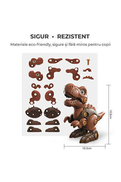 OEM Jucărie de construcție Dinozaur 3D cu bormașină, set STEM 262 piese, 7- - Spinosaurus & Velociraptor