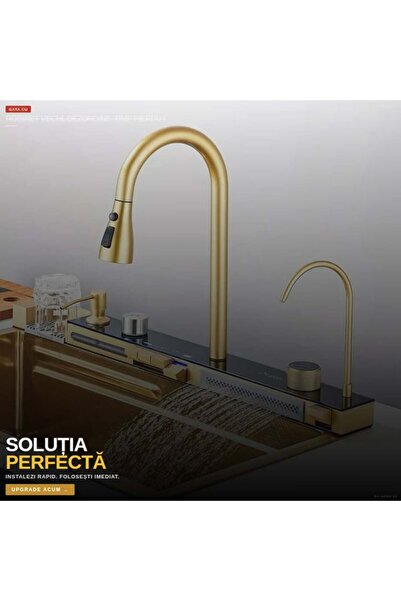 OEM Chiuveta Bucatarie Multifunctionala cu LED, Inox, Auriu (RO-V03)