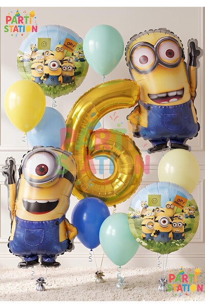 Parti Station Minions Balloon Set 11 Pieces 6 Years Old Minion Kevin and Mini...