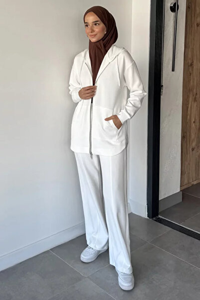 TOZLU Set dublu Hijab cu pantaloni de trening cu fermoar, stil Enerji