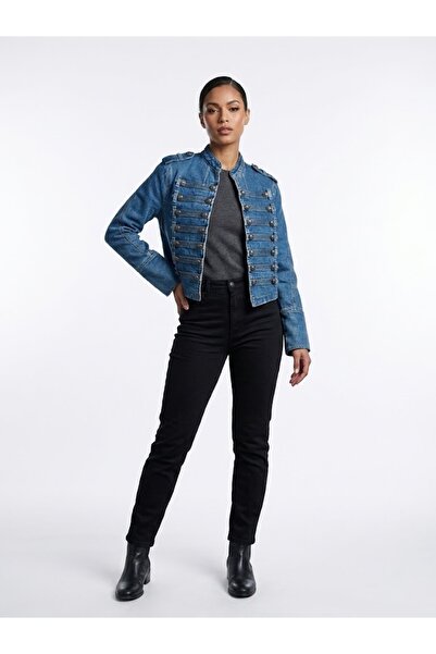ON TRİKO Antique Button Detailed Denim Jacket 10504
