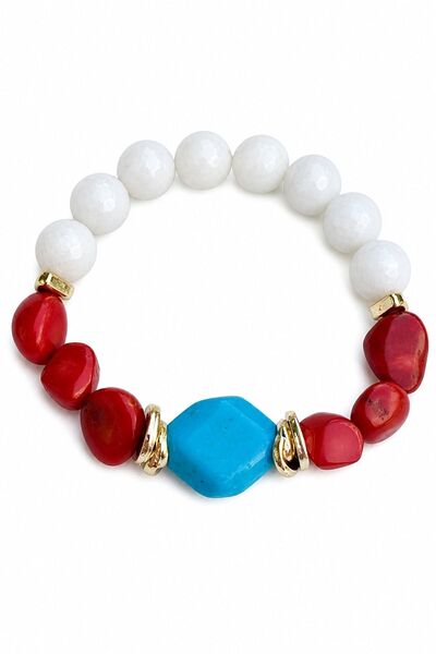 nesdesignn Natural Stone Bracelet (Turquoise-Coral-Moonstone)