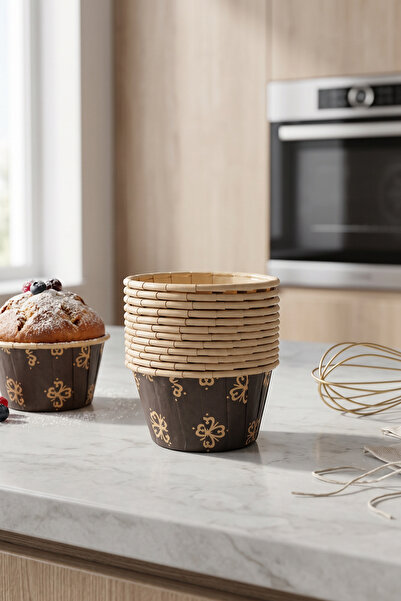 wise tree 12'li Kraft Kağıt Kahve Rengi Muffin Kalıbı Cupcake Kapsülü Kek Pişirme Kağıdı