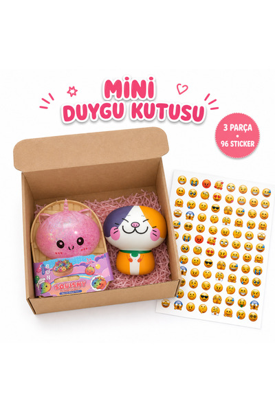 nuterapi Mini Duygu Kutusu – 2 Squishy ve 96 Emoji Sticker Seti