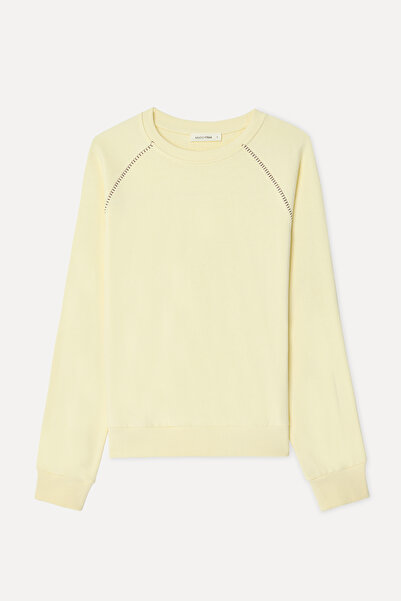Mudo Women's Yellow Loose Fit Crew Neck Sweatshirt