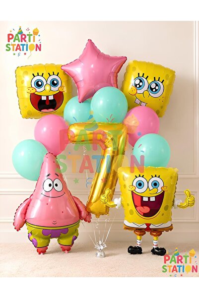 Parti Station Spongebob Balloon & Patrick Balloon Set 7 Years Old - 12 Piece ...