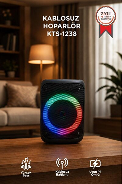 Torima Bluetooth Hoparlör Rgb Işıklı Kablosuz Speaker KTS-1238 Siyah