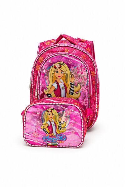 Mevo Girl's Pink Colored School and Lunch Bag Set of 2