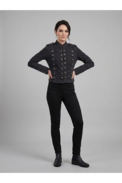 ON TRİKO Antique Button Detailed Denim Jacket 10504