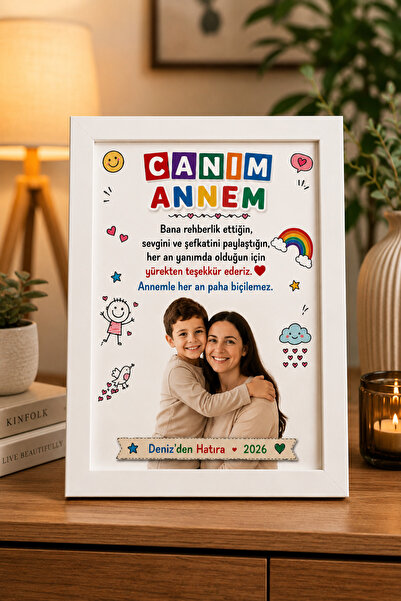 ÇELİKLER HEDİYE Kişiye Özel Canım Annem Çerçeve Fotoğraflı Anneye Hediye Anla...