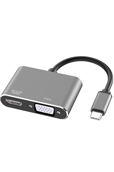 Lunatic 2847 USB Type C To Hdmi VGA 3.1 4K Çevirici Dönüştürücü Adaptör