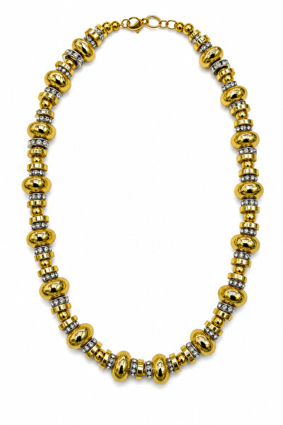 Jack Ferrero Yellow and Gray Tone Beaded Steel Necklace Stylish Design Women'...