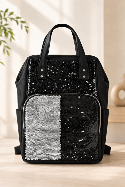 Babyhola Sequin Detailed Stroller Backpack with Hanging Device for Mother and...