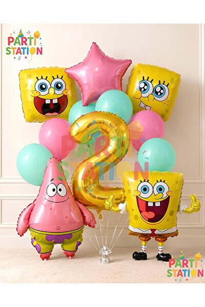Parti Station Spongebob Balloon & Patrick Balloon Set for Ages 2 - 12 Pieces ...