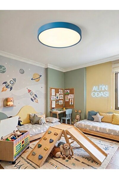 TREND LED AYDINLATMA MAVİ DAVUL LED ARMATÜR AVİZE ÇAP 60 CM SIVA ÜSTÜ 3000 KE...