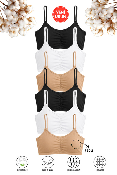 ÖZKAN underwear Özkan 43725 6-Pack Girls' 95% Cotton Lycra Single Jersey Trai...
