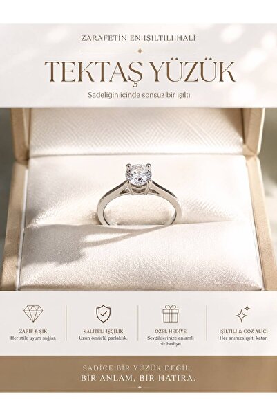 anadolusilver Işıklı Kutuda Tektaş 925 Ayar Gümüş Ayarlanabilir Nişan Evlenme...