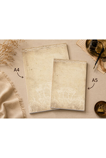 Miray Craft Vintage Themed Set of 2 (A4-A5) Notepads - Notepad - Memo Pad