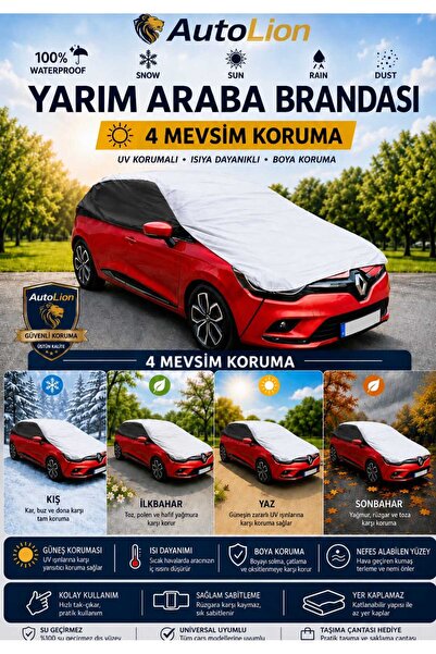 AUTOLION Sedan-Hatchback Otomobil Uyumlu (Gri-Siyah-Yarım) Güneşlik,Araç Örtü...