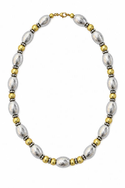 Jack Ferrero Steel Two-Tone Textured Beaded Necklace
