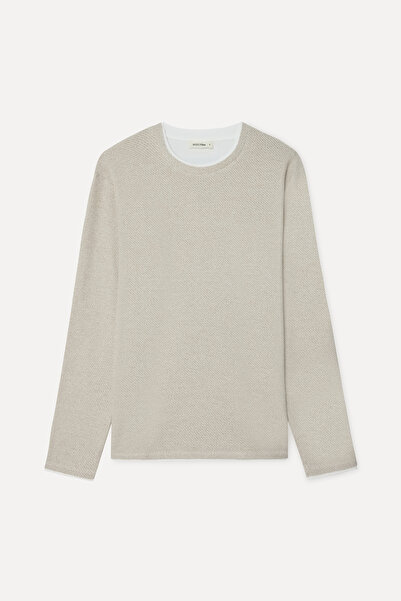 Mudo Men's Beige Crew Neck Sweater