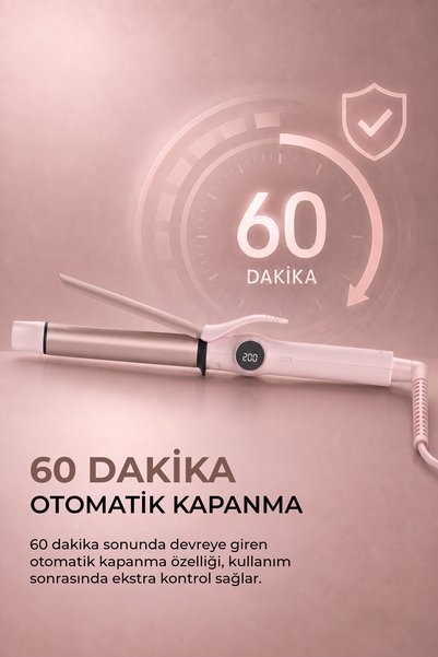 PiranTech Ks-625 Professional Digital Hair Curler 25 Mm, with Led Display, 140-200 ° C Temperature Adjustable