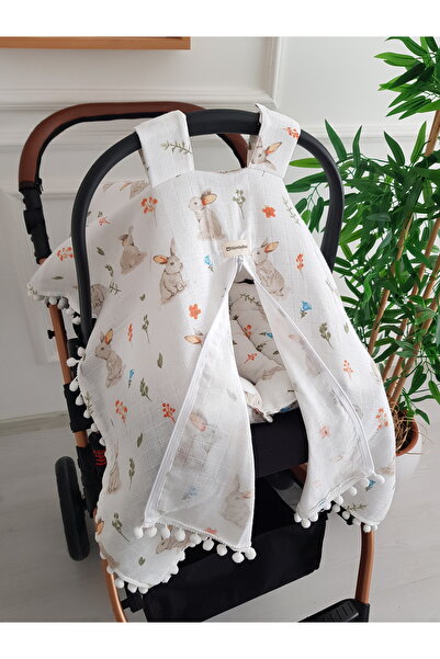 ib ilkimbebe Stroller Cover and Cushion Muslin Zippered Newborn Baby 100% Cot...