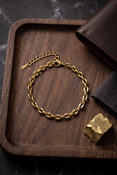 Skygo 316L Steel Gold Color Rolo Chain Model Men's Bracelet Tj-Eb3839