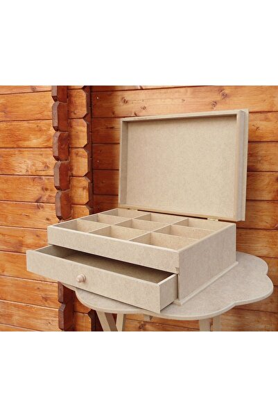 SELENA Raw Wooden Jewelry Box with Drawers and Compartments