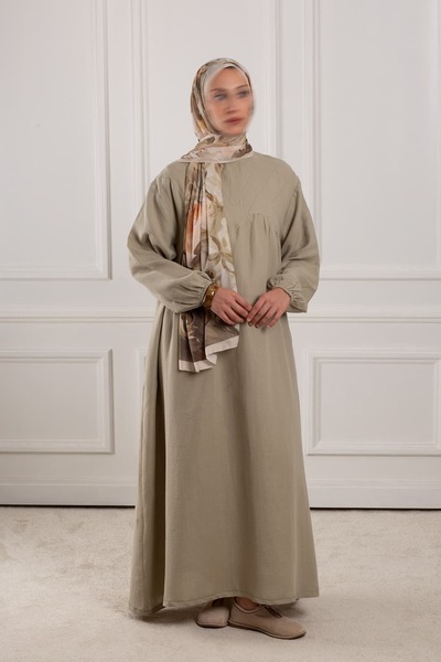 Emare V Stitched Muslin Dress Soft Green