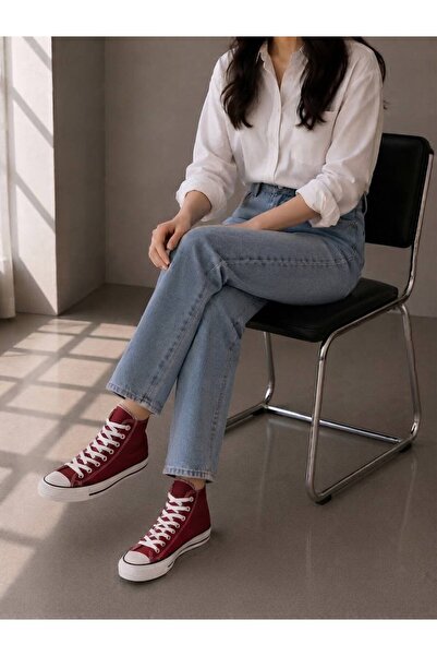 MİSSWEMODASHOES Cns Unisex Burgundy Long Linen Sports Shoes