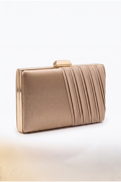 LuviShoes 606 Dark Beige Satin Women's Evening Dress Bag