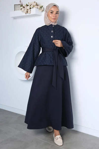 TOZLU Prošivena jakna, scuba suknja, hijab, dupli set