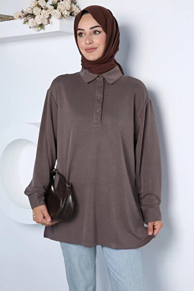 TOZLU Polo Collar Elegant Hijab Sweat Tunic