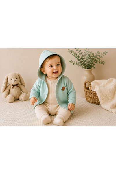 L' Atelier MiDuMi Baby, Unisex, Mint Green, 100% Cotton, Hooded, Snap Fastene...