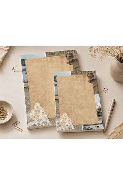 Miray Craft Vintage Themed Set of 2 (A4-A5) Notepads - Notepad - Memo Pad