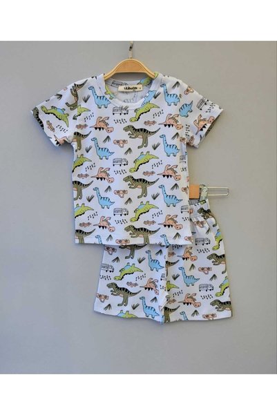 Generic Brand Boys' Dinosaur Printed Cotton T-Shirt Shorts Two-Piece Set