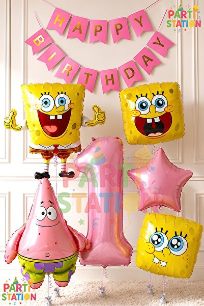 Parti Station Spongebob Balloon & Patrick Concept Balloon Set 1 Year Old - 7 ...
