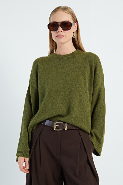 Fulla Moda Basic Crew Neck Casual Knit Sweater