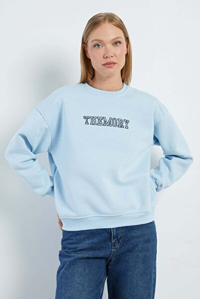 Fulla Moda 3 Thread Themory Embroidered Oversize Sweatshirt