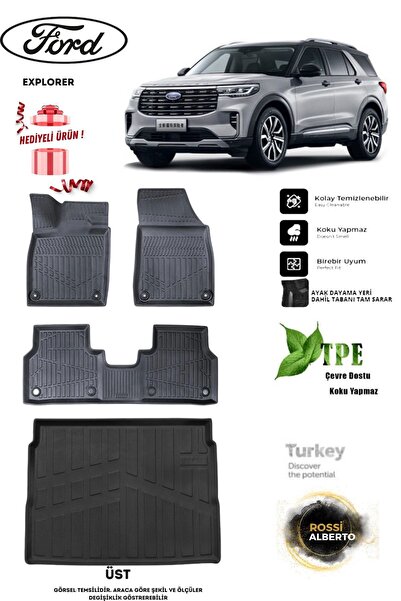 Ar Alberto Rossi Ford Explorer Üst 2025+ Araca Özel 3D Paspas Ve 3D Bagaj Havuzu