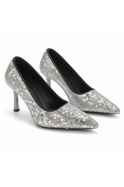 Luxe Heel Kadın Payetli Sivri Burun İnce Topuklu Abiye Stiletto Ayakkabı