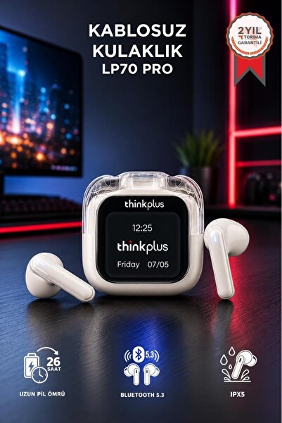 LENOVO Thinkplus Bluetooth Kulaklık Akıllı Dijital Ekranlı Tws 5.4 Kablosuz K...