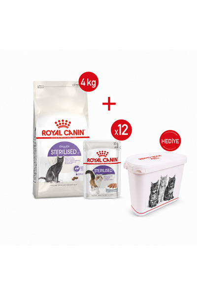 Royal Canin Sterilised37 - Kuru Kedi Maması 4 kg + Yaş Mama 12x85 gr + Saklam...