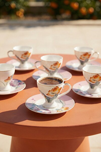 ACAR Set de cești de cafea din porțelan Lunara pentru 6 persoane - 100 ml