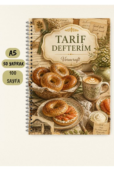 VORACRAFT Cooking Recipe Book, 50 Sheets / 100 Pages, A5 / Wire Spiral Trf0072
