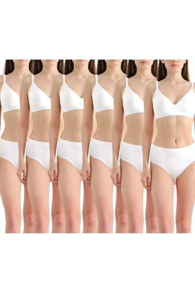 umtlifes Women's 6-Piece White 90% Cotton Soft Textured Lycra Baton Triangle ...